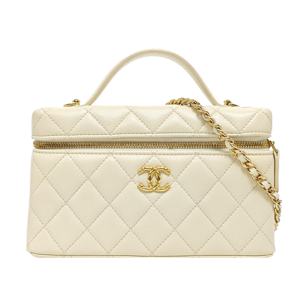 Quilted Grained Calfskin Shoulder Bag Yellow