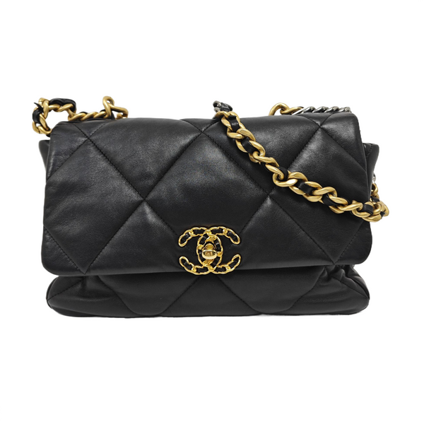 CHANEL 19 Large Quilted Lambskin Black