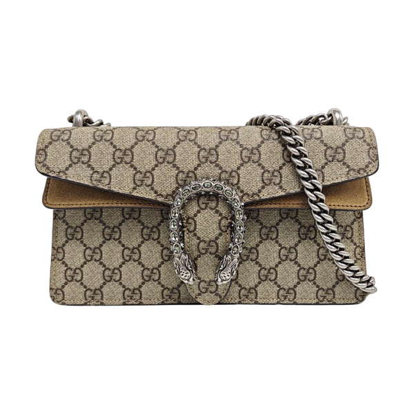 Dionysus Small Monogram Coated Canvas Beige