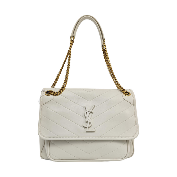 NIKI Medium Chevron Lambskin Gray