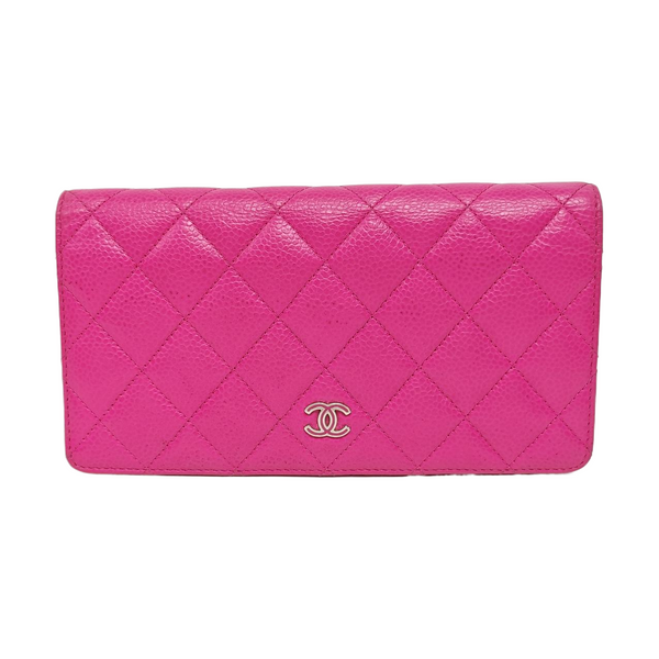 Quilted Grained Calfskin Wallet Pink