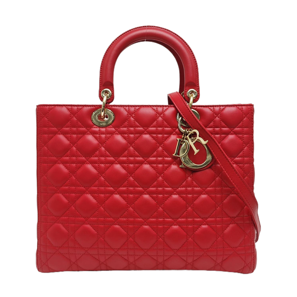 Lady Dior Large Cannage Lambskin Red
