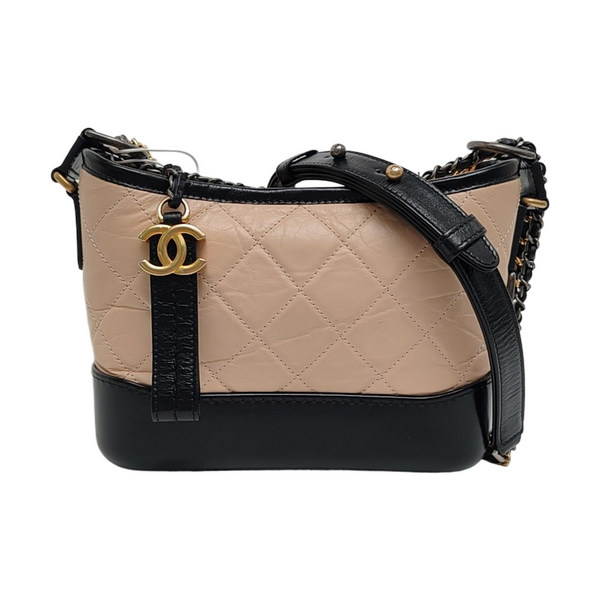 Authenticated pre-owned GABRIELLE Small Quilted Calfskin Beige - Shoulder Bag at Looply