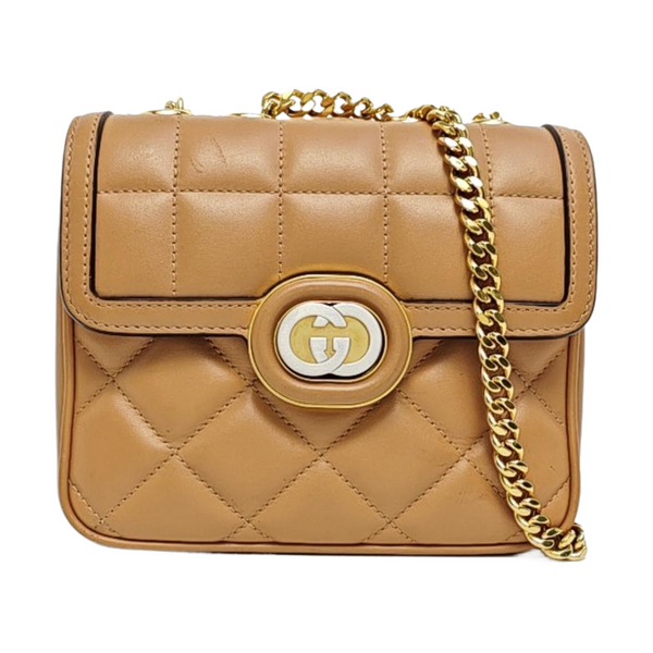 Interlocking G Mini Quilted Calfskin Brown