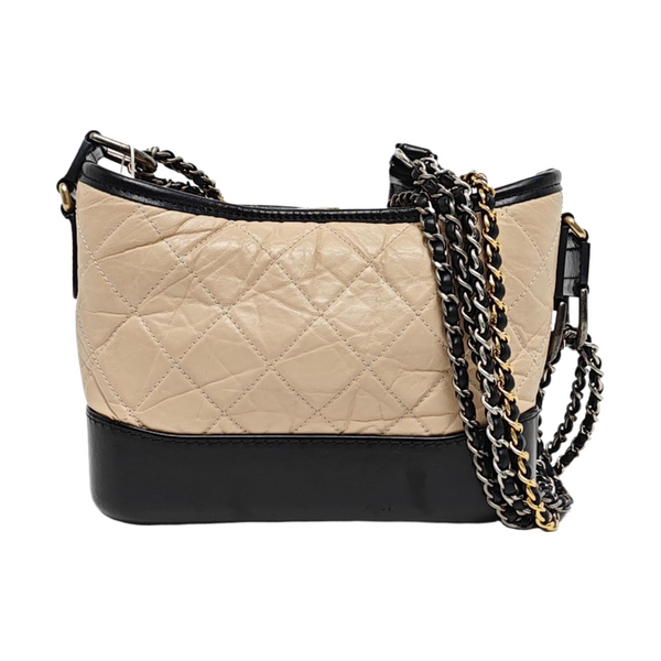 GABRIELLE Small Quilted Calfskin Beige