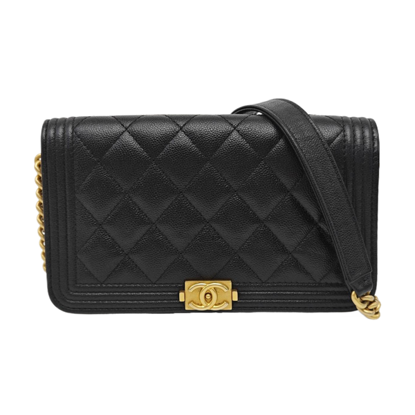 BOY CHANEL Mini Quilted Grained Calfskin Black