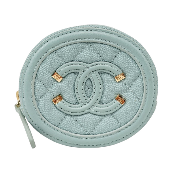 Quilted Grained Calfskin Wallet Blue