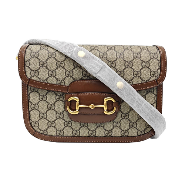 Horsebit 1955 Medium Monogram Coated Canvas Beige