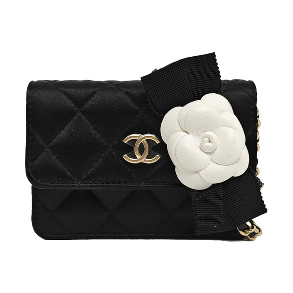 Quilted Fabric Shoulder Bag Black