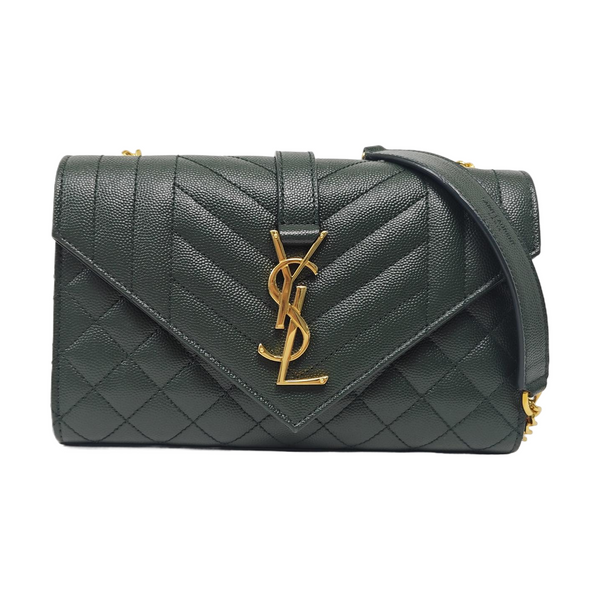 Authenticated pre-owned ENVELOPE Small Chevron, Quilted Calfskin Green - Shoulder Bag at Looply