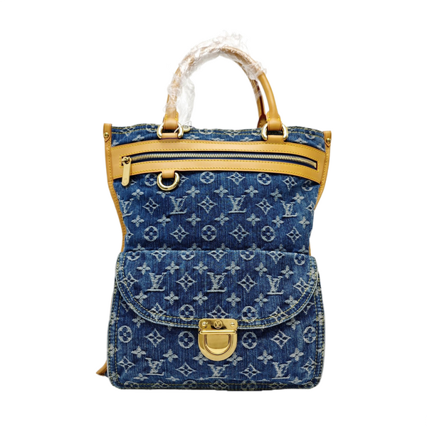Monogram Denim Tote Bag Blue