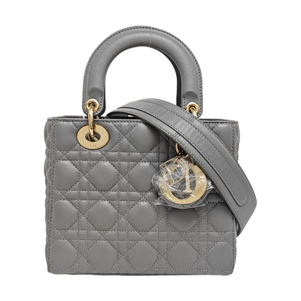 Lady Dior Pequeño de Piel de Cordero Acolchada Gris