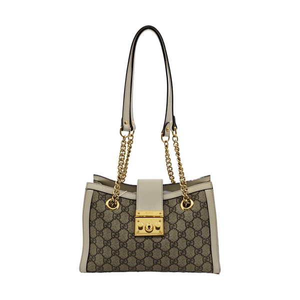Padlock Small Monogram Coated Canvas Beige