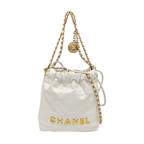CHANEL 22 Mini Quilted Calfskin White