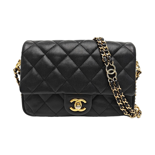 23C Mini Quilted Grained Calfskin Black
