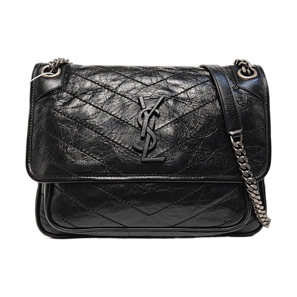 NIKI Medium Chevron Calfskin Black