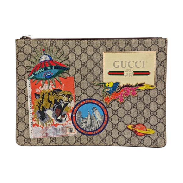 Monogram Coated Canvas Clutch Beige