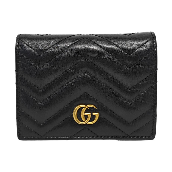 GG Marmont Mini Quilted Calfskin Black Card Holder
