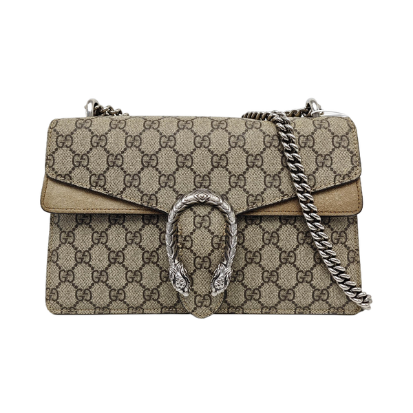 Dionysus Small Monogram Coated Canvas Beige