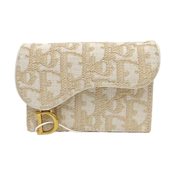 Saddle Mini Oblique Canvas White Card Holder