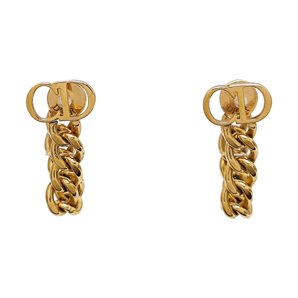 CD Icon Metal Gold Stud Earrings