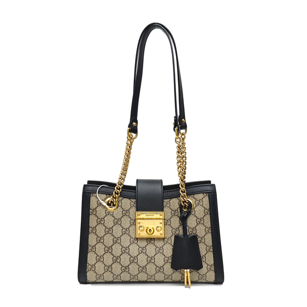 Padlock Small Monogram Coated Canvas Beige