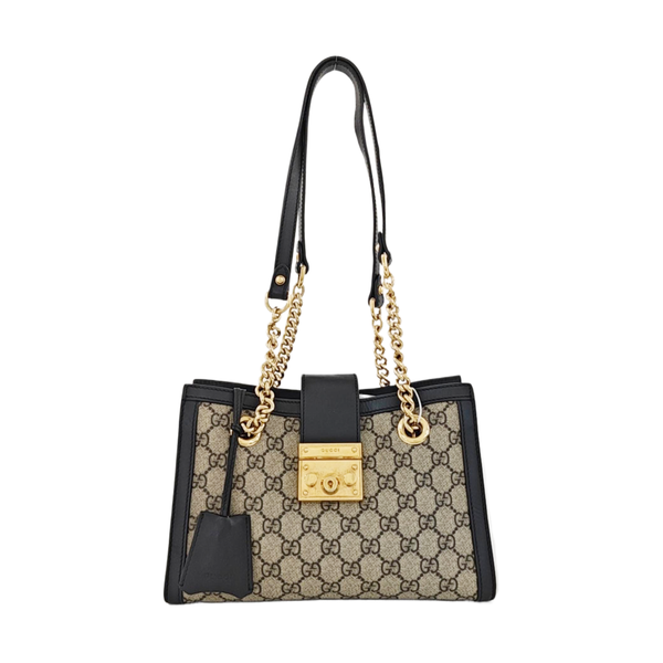 Padlock Small Monogram Coated Canvas Beige