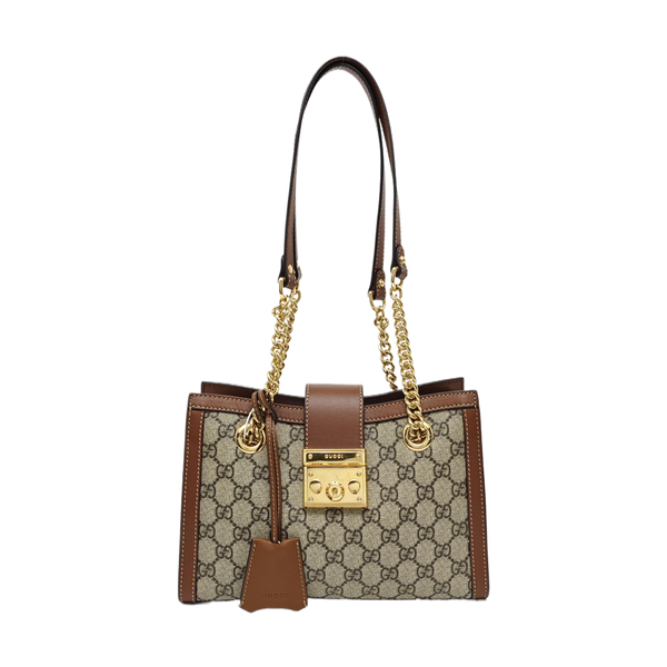 Padlock Small Monogram Coated Canvas Beige