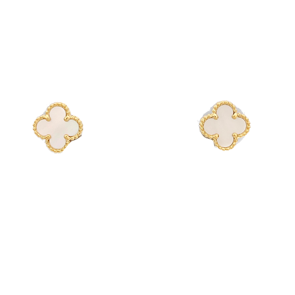 Sweet Alhambra 18k Gold White Stud Earrings