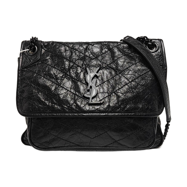 NIKI Medium Chevron Calfskin Black