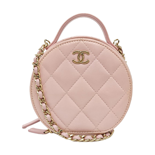ROUND Quilted Lambskin Pink
