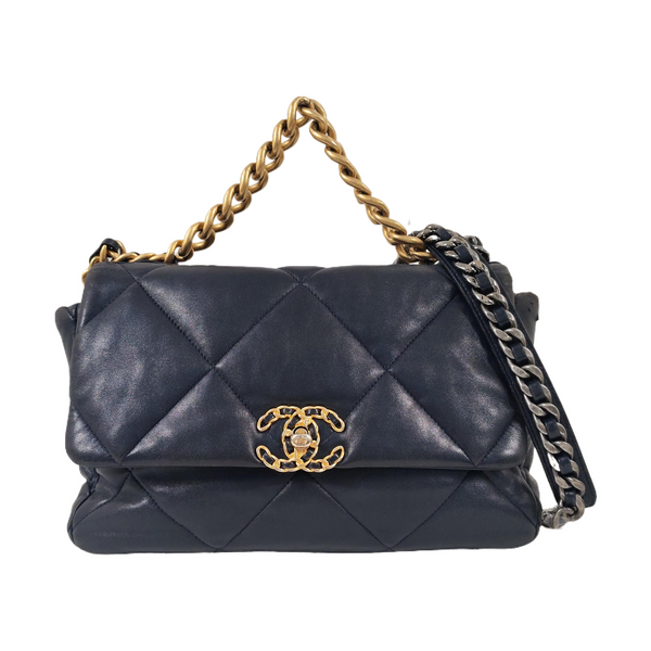 CHANEL 19 Large Quilted Lambskin Blue