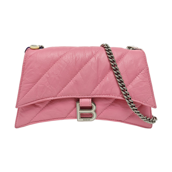 Hourglass Wallet On Chain Small Quilted Calfskin Pink