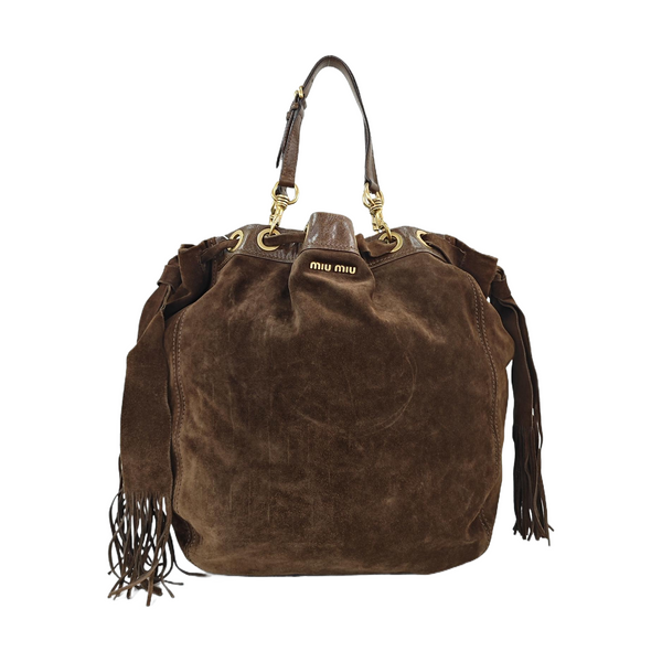 Suede Bucket Bag Brown