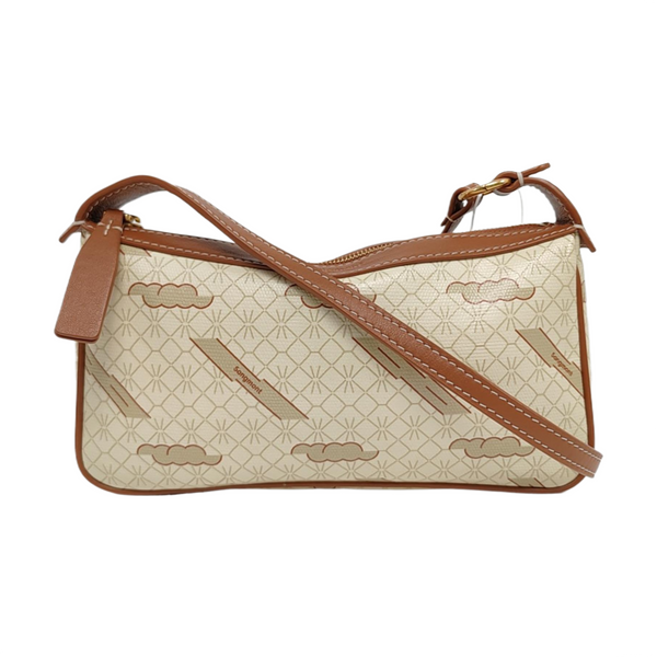 Coated Canvas Shoulder Bag Beige