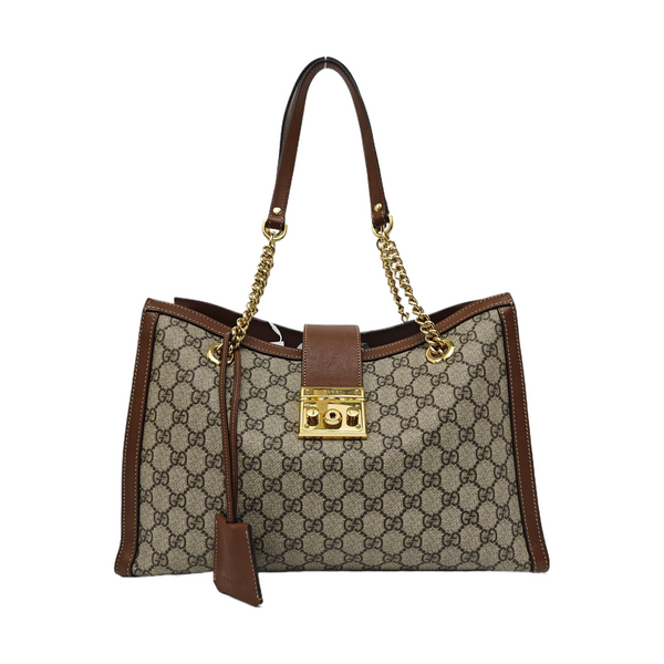 Padlock Medium Monogram Coated Canvas Beige