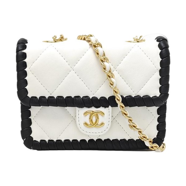 Quilted Lambskin Shoulder Bag White