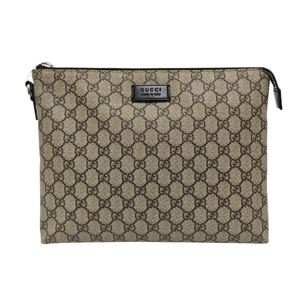 Monogram Coated Canvas Clutch Brown