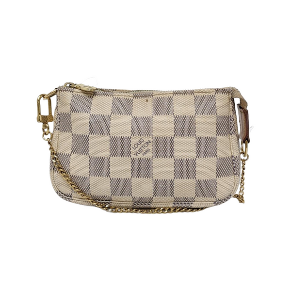 Authenticated pre-owned ACCESSOIRES Mini Damier Azur Coated Canvas White - Top Handle Bag at Looply