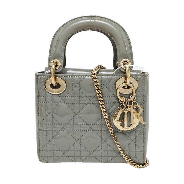 Lady Dior Mini Cannage Patent Leather Green