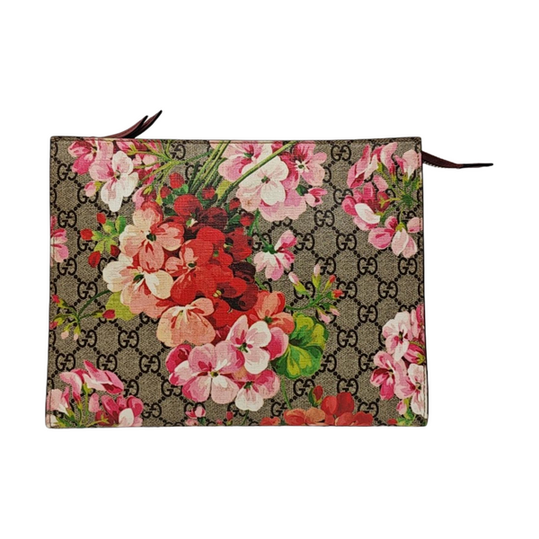 GG Blooms Large Monogram Coated Canvas Beige