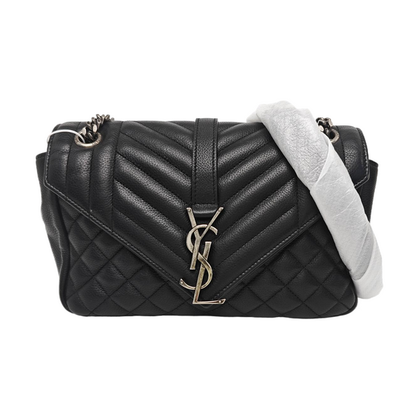 Chevron Lambskin Shoulder Bag Black