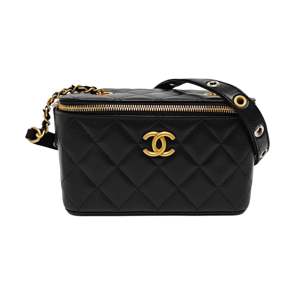 Quilted Lambskin Shoulder Bag Black