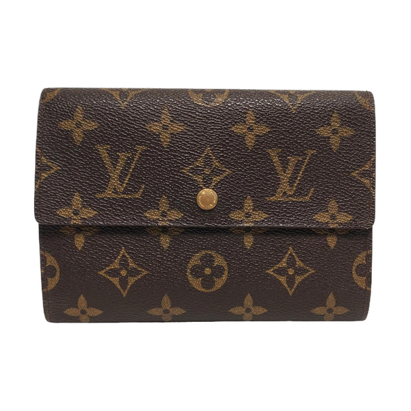 PORTE MONNAIE Monogram Coated Canvas Brown Wallet