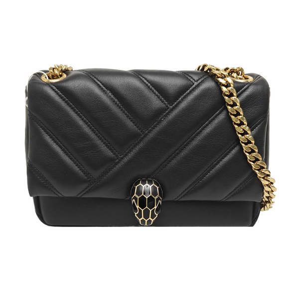 SERPENTI CABOCHON Small Quilted Calfskin Black