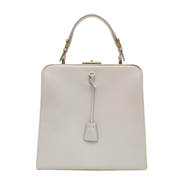 Saffiano Calfskin Top Handle Bag White