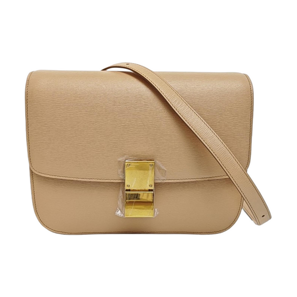 CLASSIC BOX Medium Calfskin Beige