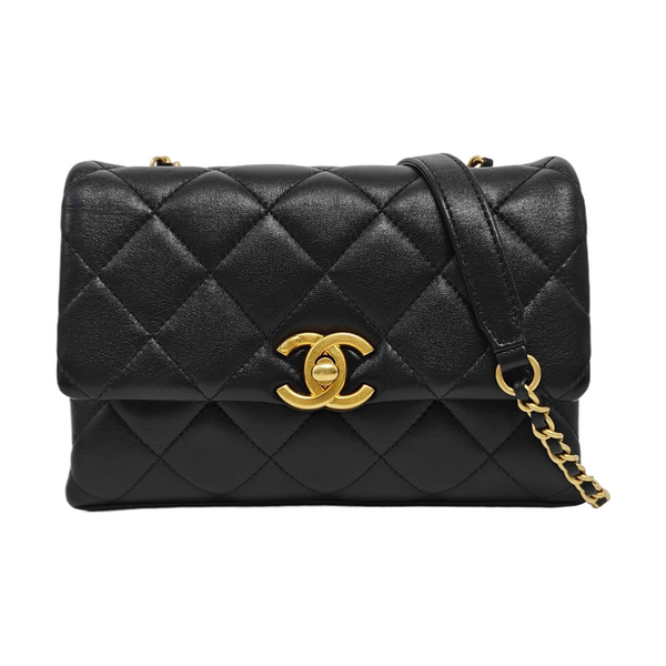 Quilted Lambskin Shoulder Bag Mini Black