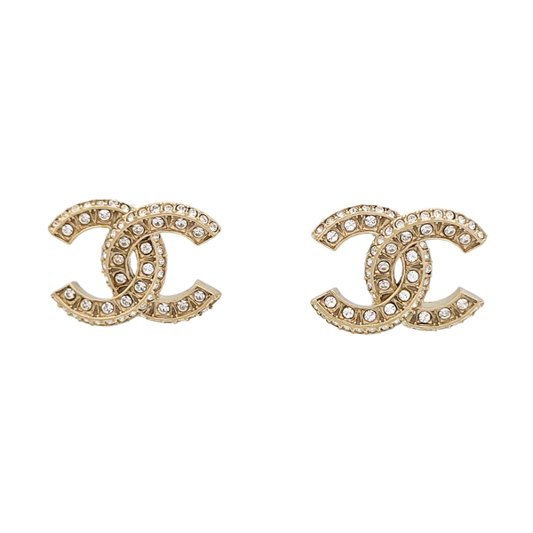 CC Logo Metal Gold Stud Earrings