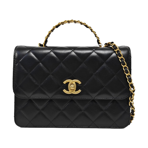 Quilted Calfskin Shoulder Bag Small Black
